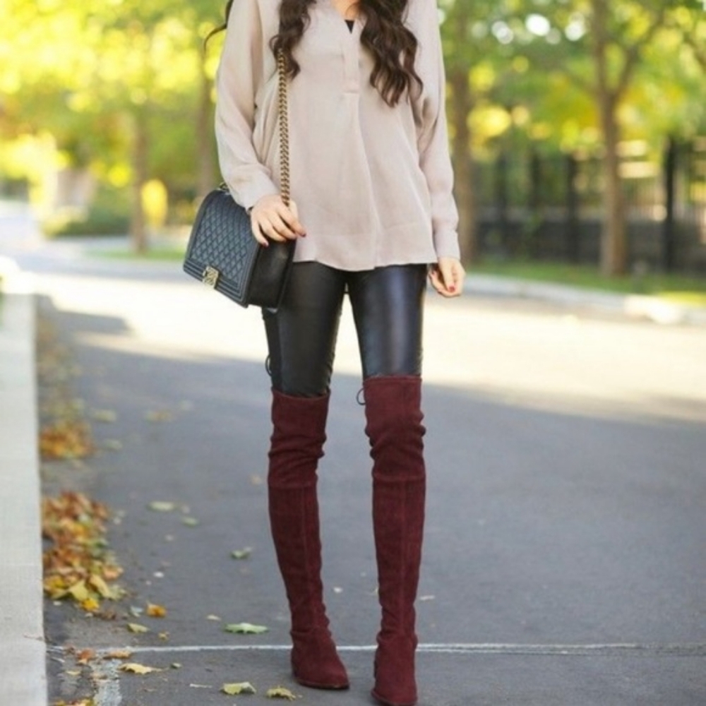 *Stuart Weitzman Suede Lowlands Burgundy Women's Size 4.5